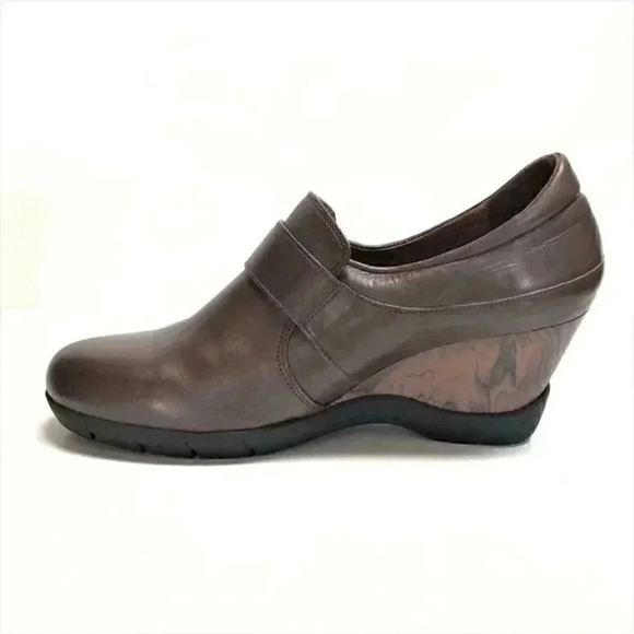 Sanita Maralyn Women 10.5 11 EU 41 Wedge Loafers Brown Leather Monk Strap Buckle - Picture 4 of 6